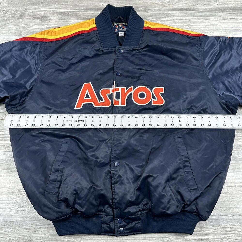 Houston Astros Satin Jacket Men 3XL Blue Red Striped Retro Majestic Cooperstown - Picture 7 of 10